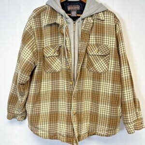 Moose Creek Mens Quilted Flannel Jacket Hoodie Size Large Rugged Layered Outdoor